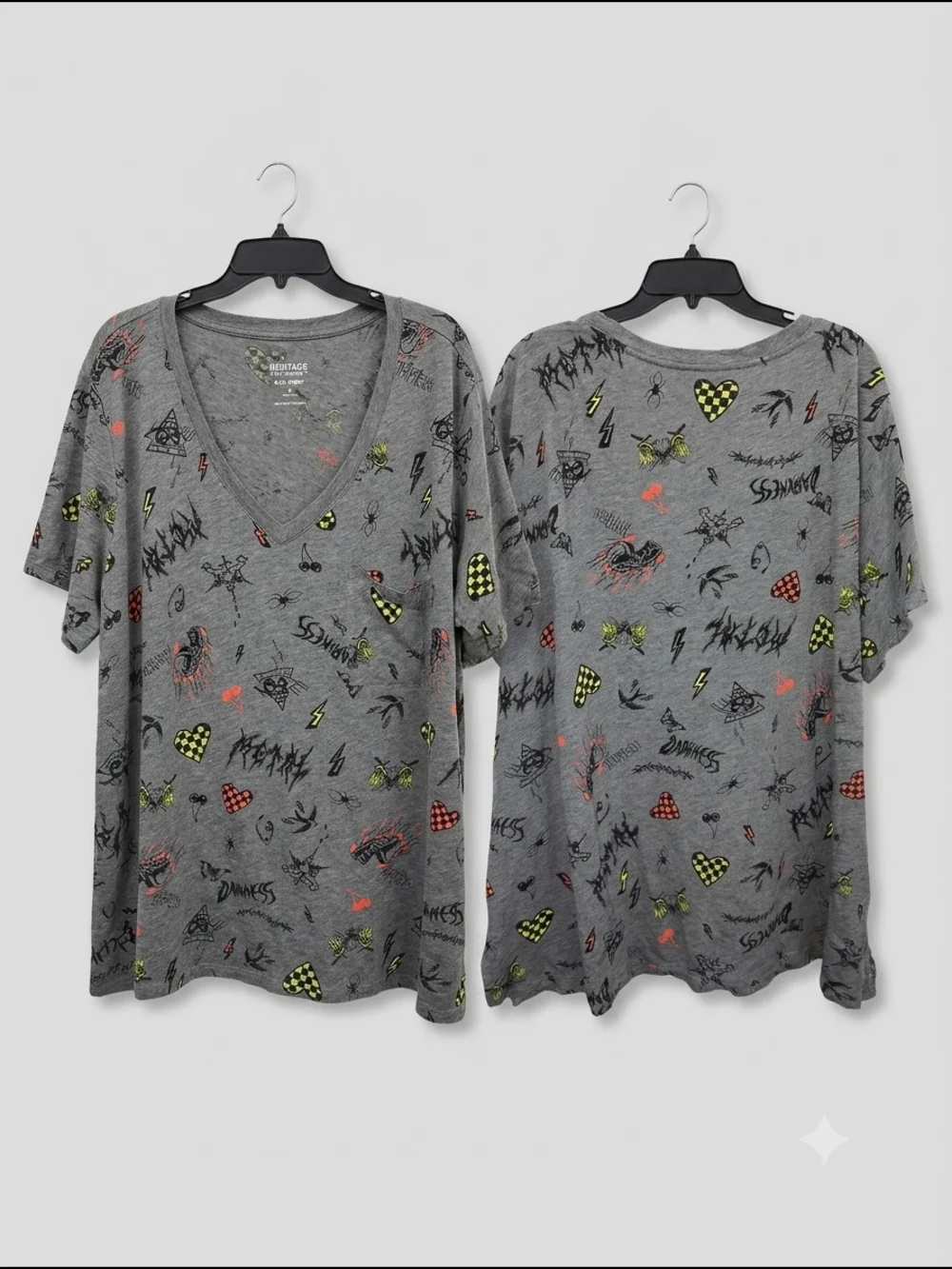 Torrid Heritage Goth Graphic Slub Jersey V-Neck Pocket Tee